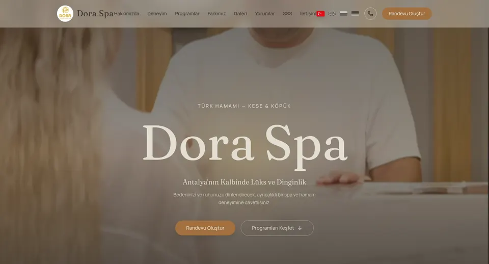Screenshot of the Dora Spa website